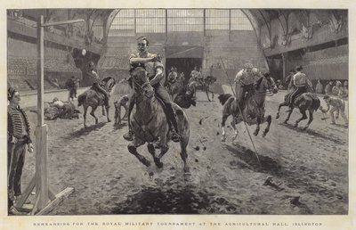 Rehearsing for the Royal Military Tournament at the Agricultural Hall, Islington by William Small